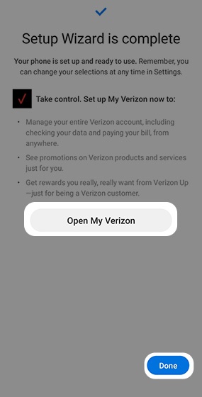 Setup Wizard complete screen