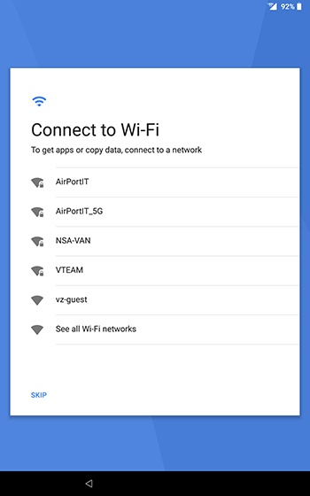 Wi-Fi connection screen