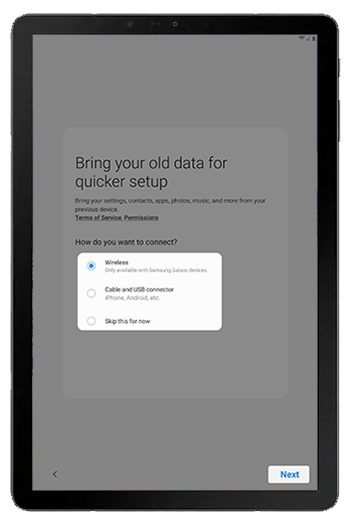 Back up your settings, contacts, apps, photos and music screen