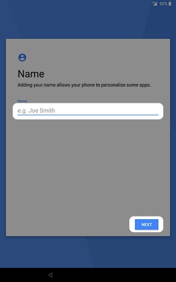 Device name screen