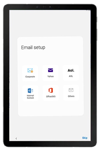 Email setup screen