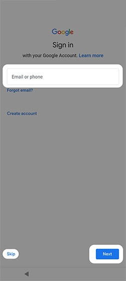Google sign in 