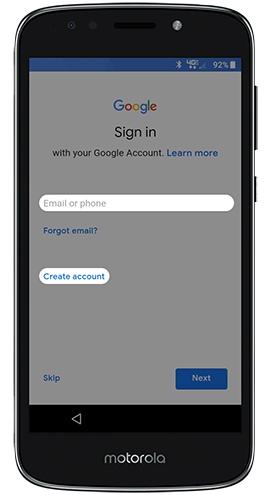 Enter your Gmail email then tap next
