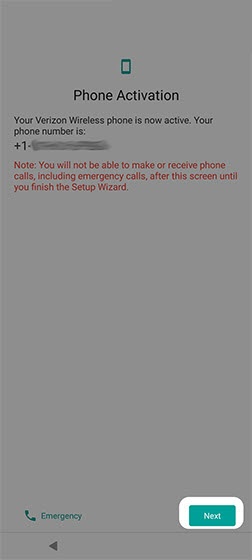 Activation screen