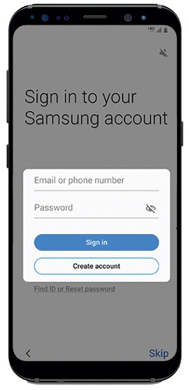 Enter Samsung account