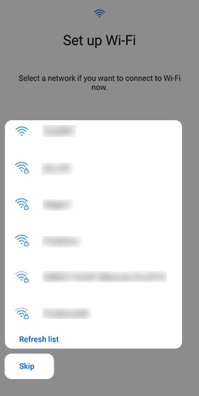Set up Wi-Fi screen