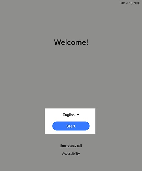 Welcome screen
