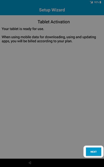 Activation screen