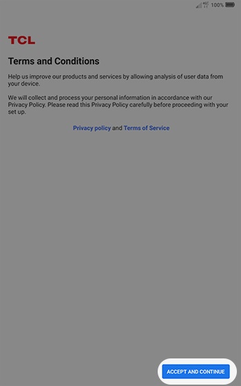 Terms and Conditions screen