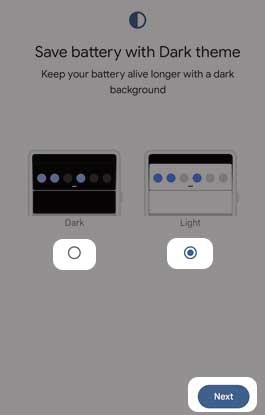 Continue setup screen