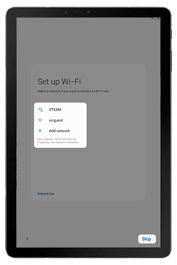 Set up a Wi-Fi network screen