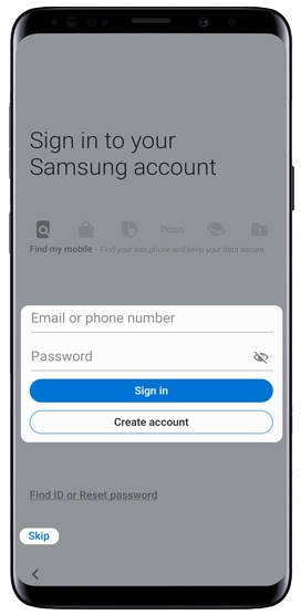 Sign in to your Samsung account