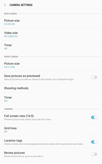 Select a camera option