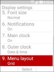Menu layout
