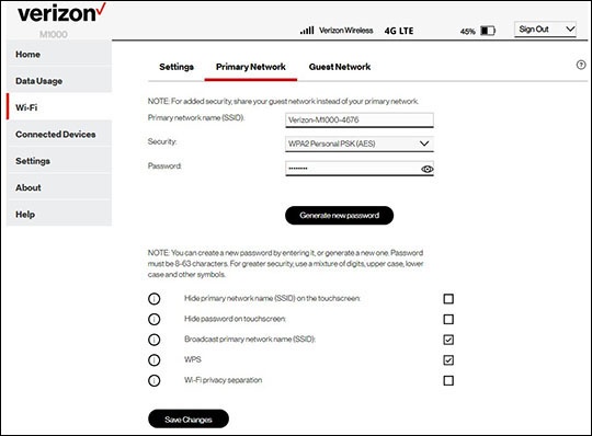 Change Wi-Fi password