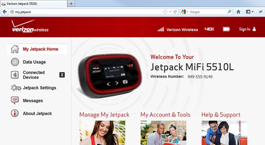 Verizon Jetpack MiFi 5510L 4G LTE Mobile Hotspot