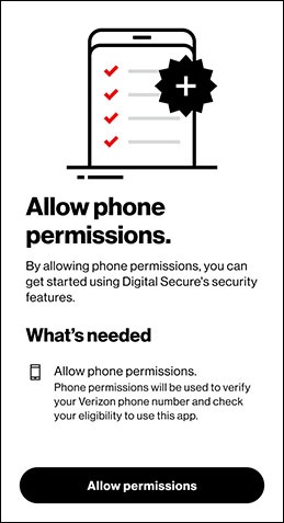 Permissions screen