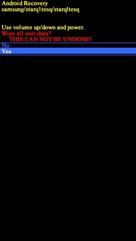 Android system recovery screen with Yes
