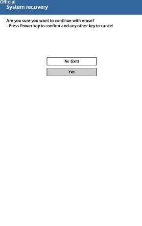 System recovery screen with Yes