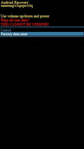 Android system recovery screen with Yes