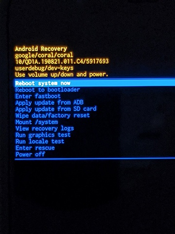 Android Recovery Screen Reboot System