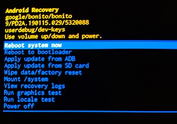 Android Recovery Screen Reboot System