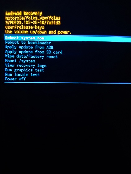 Android Recovery reboot