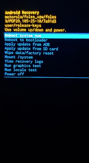 Android Recovery reboot