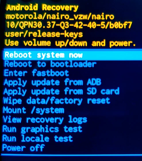 Android Recovery reboot