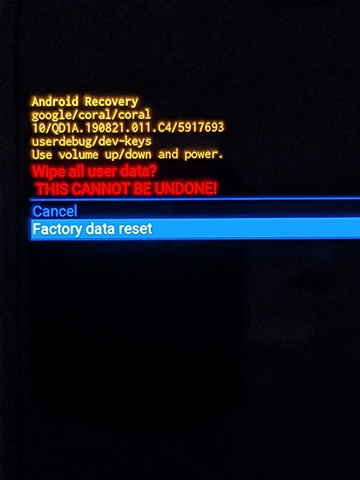 Android Recovery Screen Select FDR