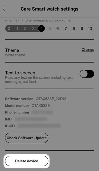 Tap Delete device