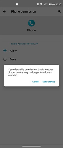 App Permissions Screen