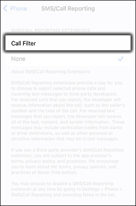 Select Call Filter