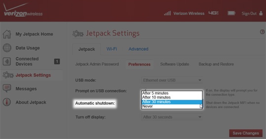 Automatic Shutdown screen select from the drop down box