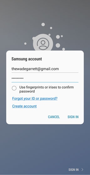 Bixby samsung sign in screen