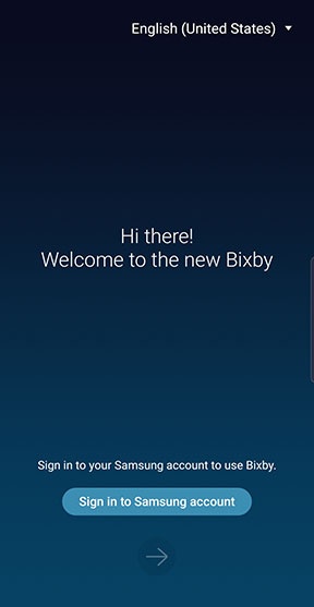 Bixby setup language select