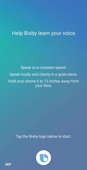 Bixby voice learning screen