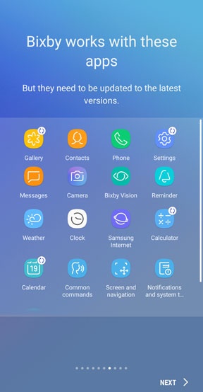 Bixby workign app list