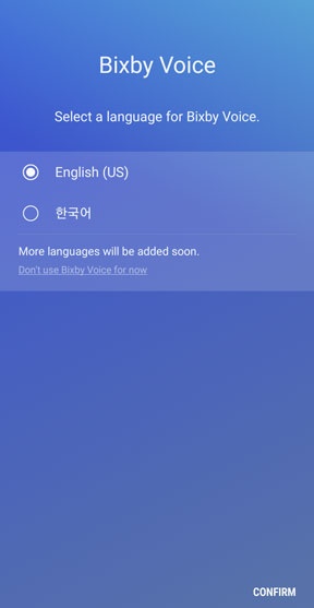 Bixby Voice selection