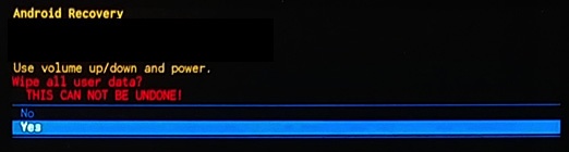 Confirm factory reset
