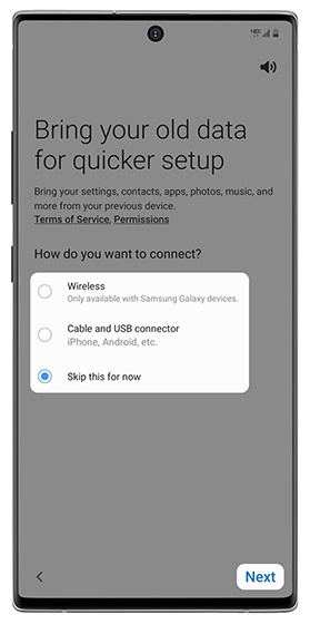 Bring your old data screen