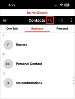 Search contacts function