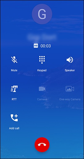 RTT call screen