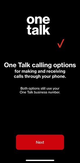 Calling options screen