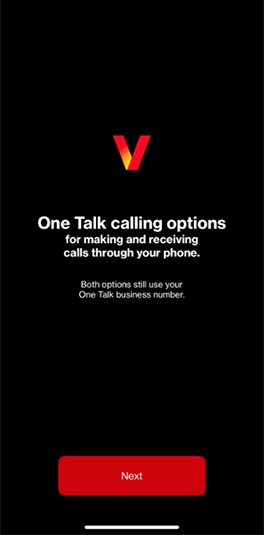 Calling options screen