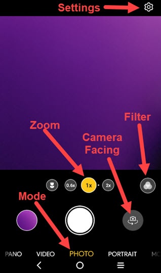 Camera menu options