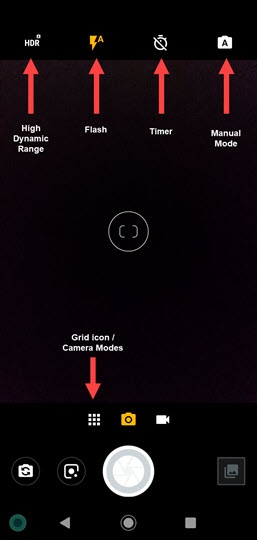 Camera menu options