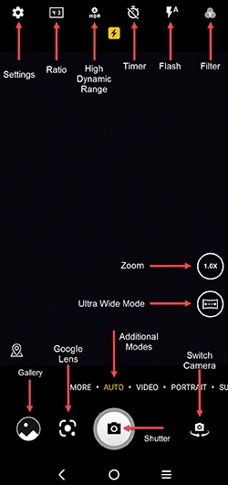 Camera menu options