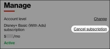 Click Cancel subscription