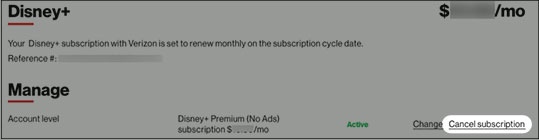 Select Cancel subscription